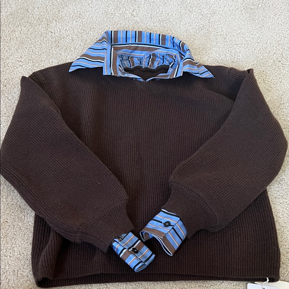 Commense 2 in 1 ribbed cutout sweater